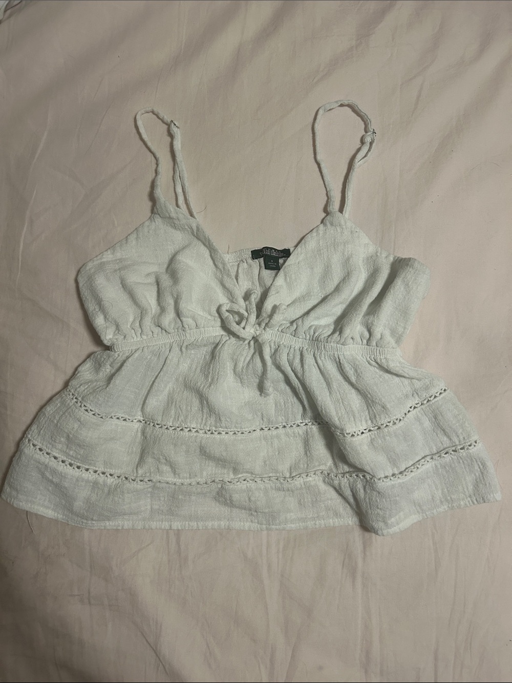 wild fable White Tie-Front Textured Spaghetti-Strap Camisole - Picture 1 of 4